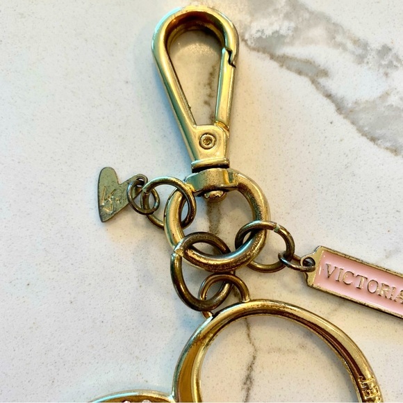 Vintage Gold Heart-Shaped Love Rhinestone Encrusted Keychain Keyfob - Picture 5 of 6